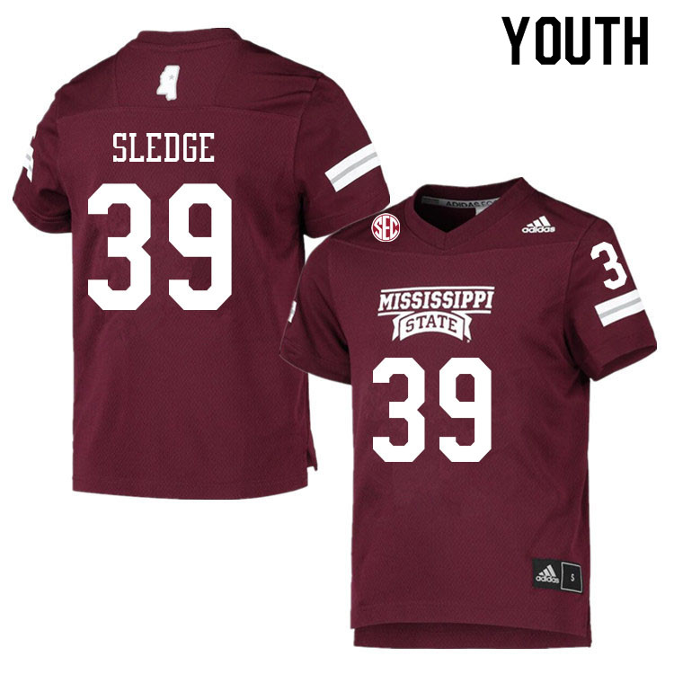 Youth #39 Avery Sledge Mississippi State Bulldogs College Football Jerseys Sale-Maroon - Click Image to Close